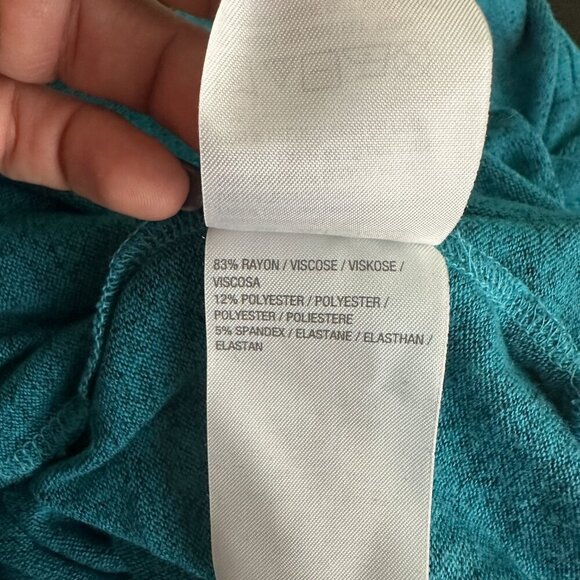 2/$24 Quacker Factory Haci Sequin Ugly Christmas Sweater Teal Large #A0237 TRB2 - Picture 6 of 8